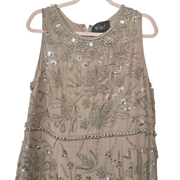 NWT $457 Mac Duggal Column Midi Dress 10741 in Vintage Lilac Beaded Formal Sz 14 - Picture 4 of 7